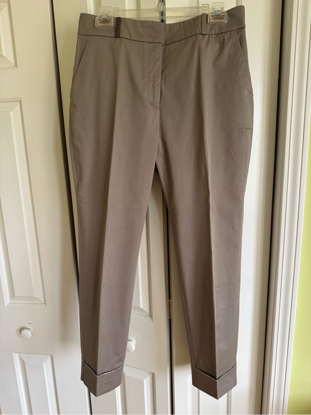 PESERICO Women Beige Cotton Pants 8/44 EUC - Picture 2 of 9